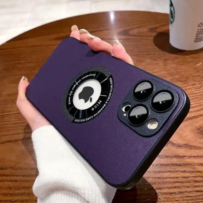 Husa Premium MagSafe Leather pentru iPhone 15, Deep Purple [4]