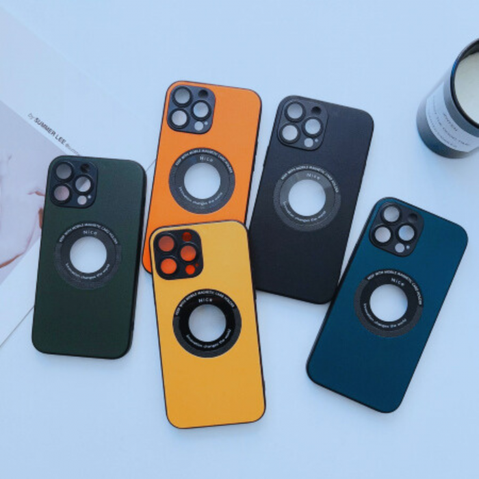 Husa Premium MagSafe Leather pentru iPhone 16 Pro, Yellow-Peach [4]