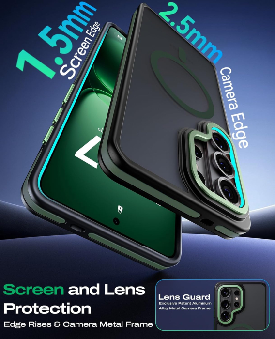 Husa Samsung Galaxy S26, Anti-Slip Shockproof, Military-Grade Protection, MagSafe, Grey - Black [4]