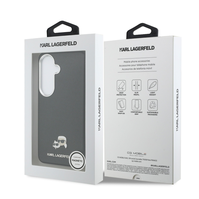 Husa Samsung Galaxy S26, Karl Lagerfeld Grained PU Leather K&CH Heads Magnetic, Black [7]