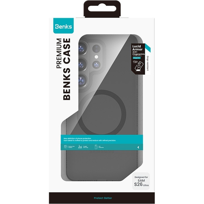 Husa Samsung Galaxy S26 Ultra, Benks Magnetic Lucid Armor Anti-Fingerprint, Black [10]