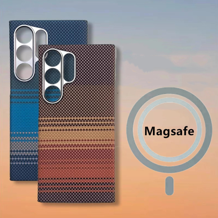 Husa Samsung Galaxy S26 Ultra, Kevlar Aramid Fiber with MagSafe, Orange Sunset [3]