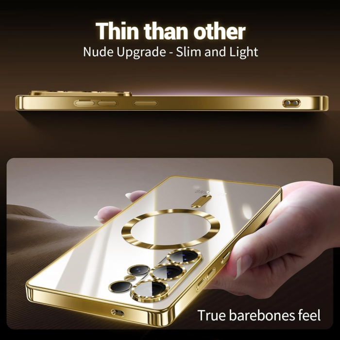 Husa Samsung Galaxy S26, Luxury MagSafe cu Protectie Lentile Camera si Anti-Shock, Gold [4]