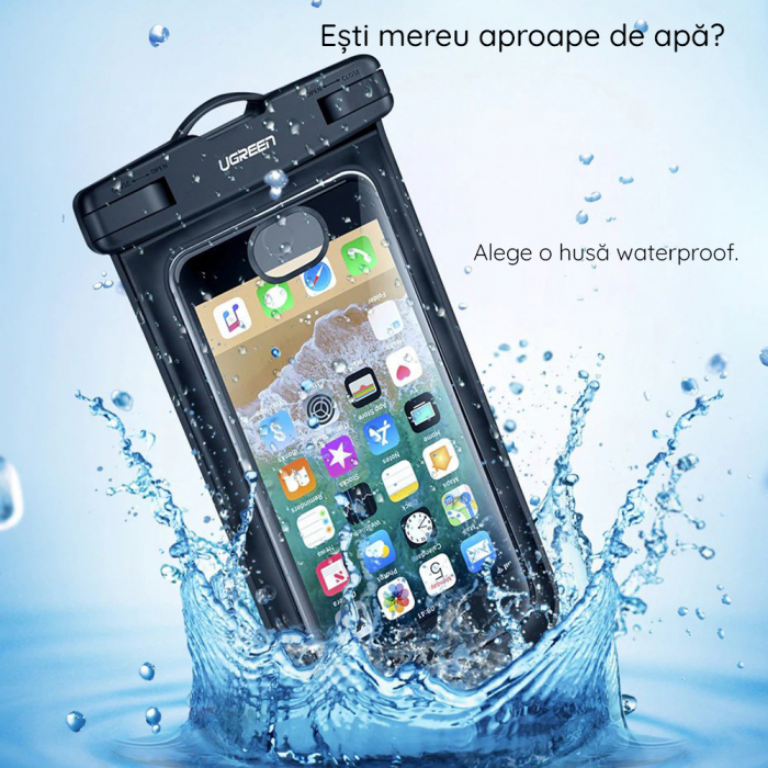 Husa Subacvatica pentru Telefoane 6.5", Waterproof, Black [7]
