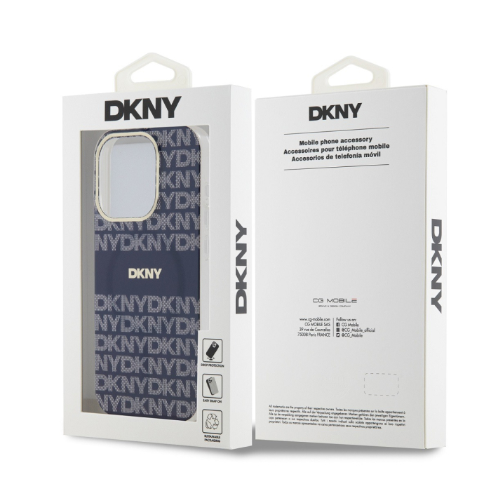 Huse iPhone 15 Pro, DKNY PC/TPU Repeat Pattern Tonal Stripe Magsafe, Blue [5]