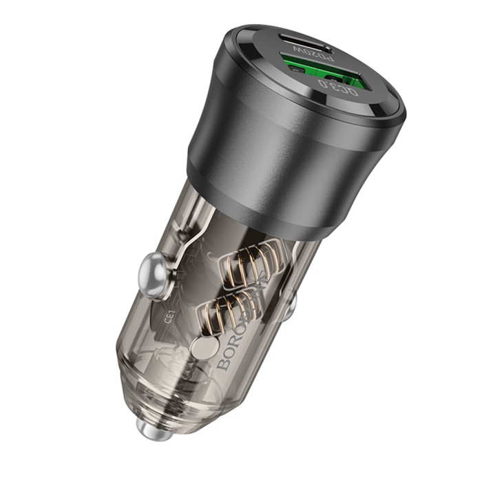 Încărcător Auto Borofone BZ25 Journey, 38W Dual Port, Negru Transparent [5]