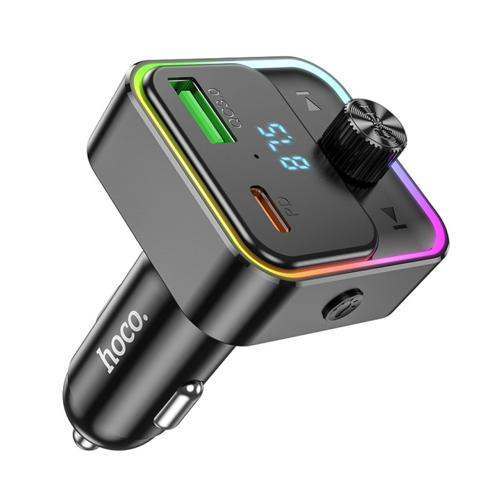 Încărcător auto Hoco QC3.0 PD 30W cu transmițător FM E81 negru [5]