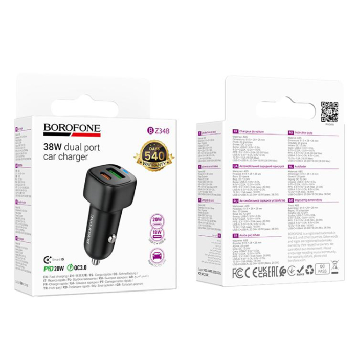 Încărcător Auto Rapid Borofone 38W, Type-C & USB, Black [4]