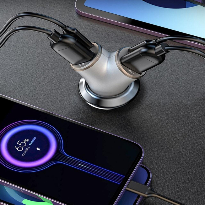 Incarcator Auto Smart Series 2 x USB-A + 2 x Type-C, Fast Charger 48W QC3.0 [3]