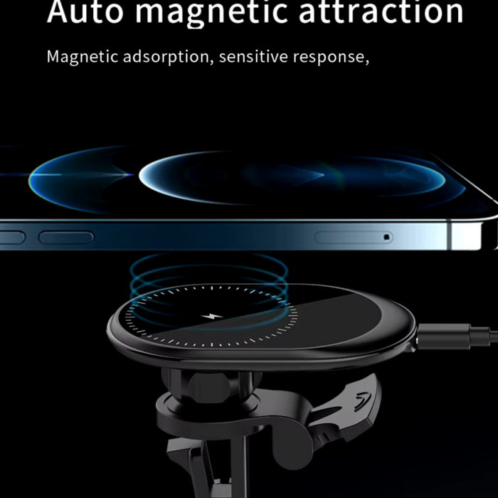 Incarcator si Suport Auto MagSafe Wireless, MIUSB Black [7]