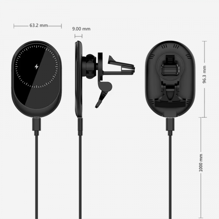 Incarcator si Suport Auto MagSafe Wireless, MIUSB Black [5]