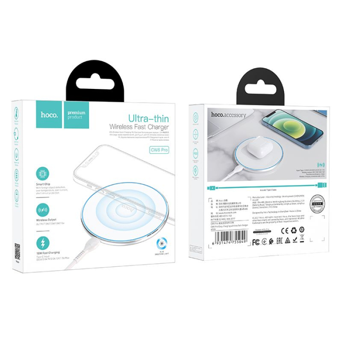 Incarcator Wireless Hoco 2A 15W with light CW6 PRO white [3]