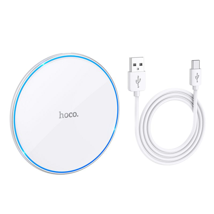 Incarcator Wireless Hoco 2A 15W with light CW6 PRO white [2]