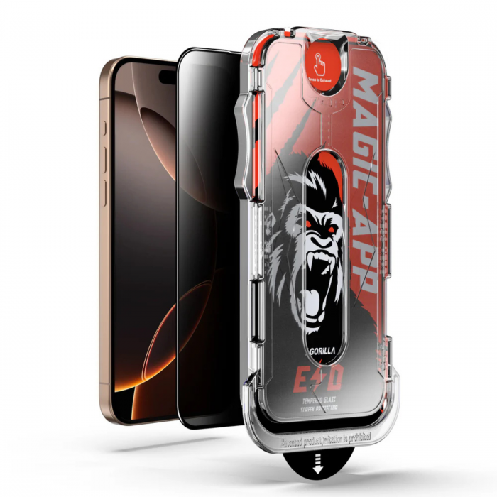 Kit Folie Privacy, X- Gorilla Glass Magic-App pentru iPhone 16 Pro Max [2]