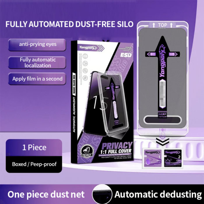 Kit Folie Privacy Auto Aliniere si Auto Curatare pentru iPhone 15 Pro Max [8]