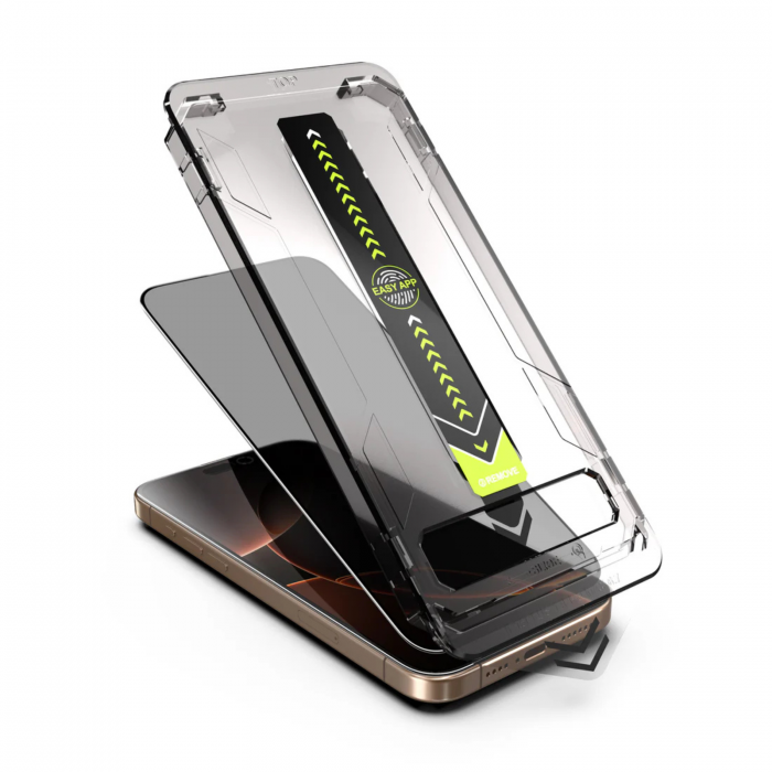 Kit Folie Sticla Privacy, Titan Dust Removal Easy App pentru iPhone 16 Pro Max [5]