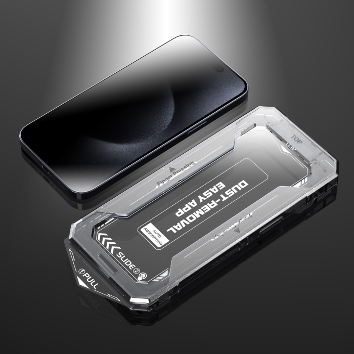 Kit Folie Sticla HD, Ultra Premium Titan Dust Removal Easy App pentru iPhone 15 Plus/ 16Plus [7]