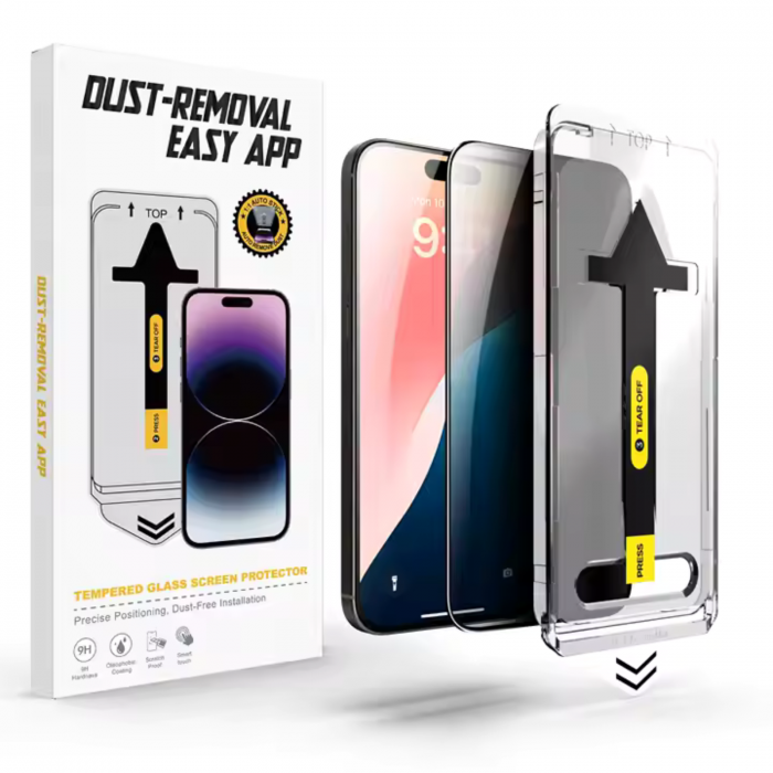 Kit Folie Sticla Privacy, New Dust Removal Easy App pentru iPhone 11/XR [1]