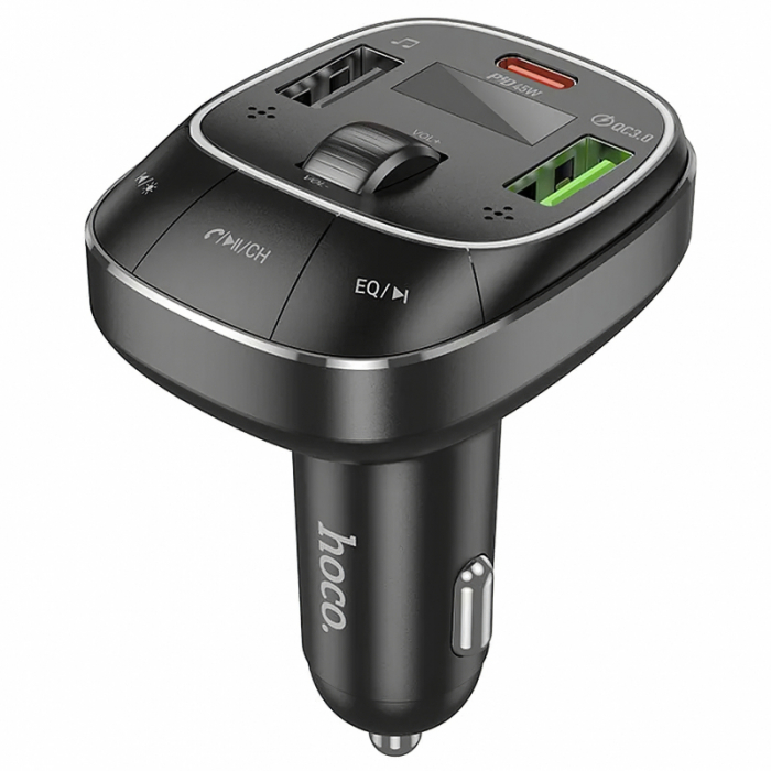 Modulator auto FM E76 hoco. cu Bluetooth si super fast charger PD45W+QC3.0, Black [2]