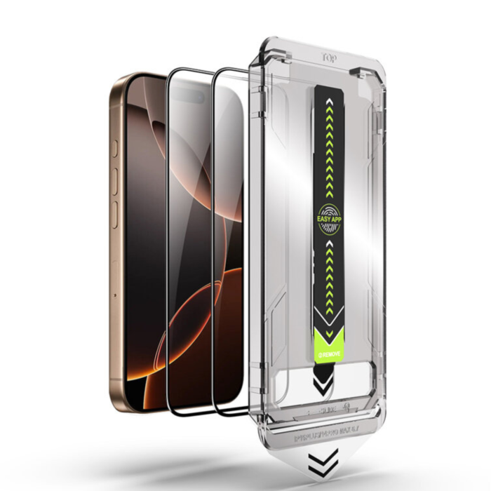 [Pachet 2in1] 2 Folii Sticla HD Titan si 1 Kit de instalare Dust Removal Easy App pentru iPhone 17 Pro Max [2]