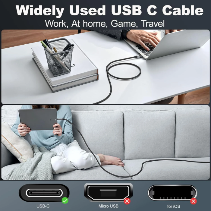 PD 240W Type C to Type C Flexible and Strong Silicone Cable with LED Display Ultra Fast Charging and High Speed Data, 2 m [6]