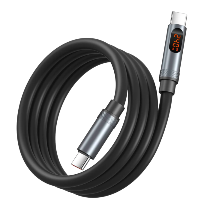 PD 240W Type C to Type C Flexible and Strong Silicone Cable with LED Display Ultra Fast Charging and High Speed Data, 1.2 m [2]