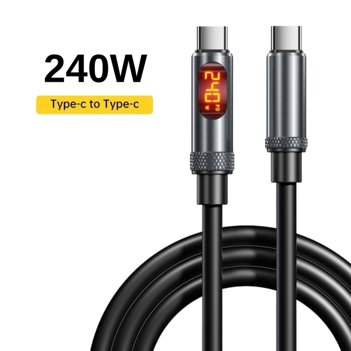 PD 240W Type C to Type C Flexible and Strong Silicone Cable with LED Display Ultra Fast Charging and High Speed Data, 1.2 m [8]