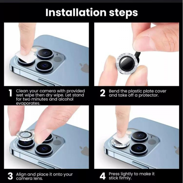 Protectie Camera Diamond Style Silver pentru iPhone 13 [8]