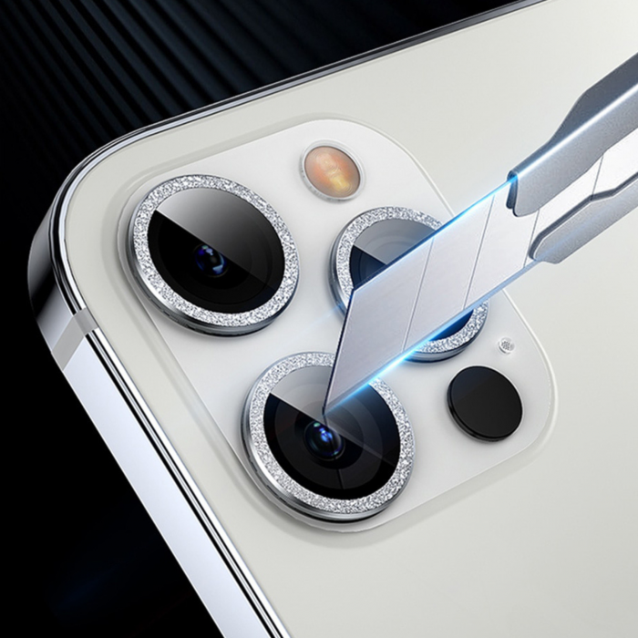 Protectie Camera iPhone 17, Diamond Style, Silver [3]