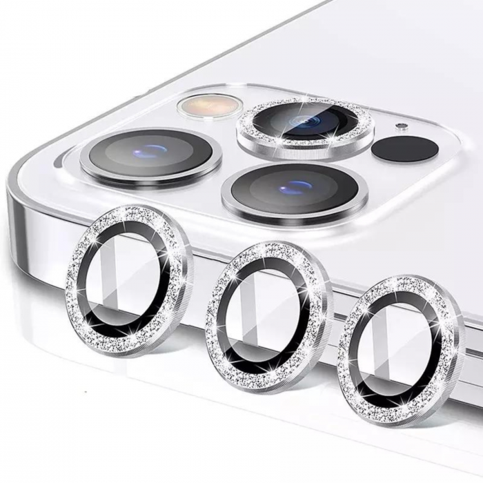 Protectie Camera Diamond Style Silver pentru iPhone 16 Pro Max [1]