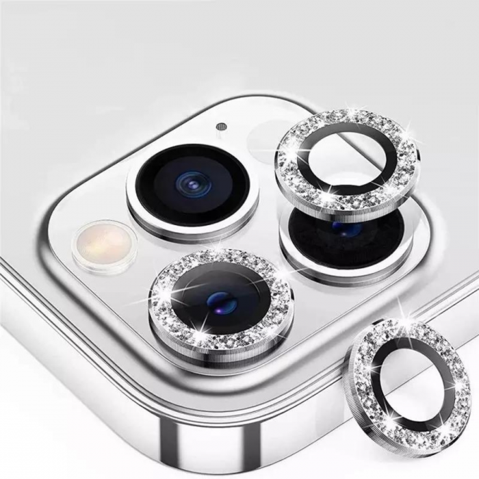 Protectie Camera Diamond Style Silver pentru iPhone 16 Pro Max [2]