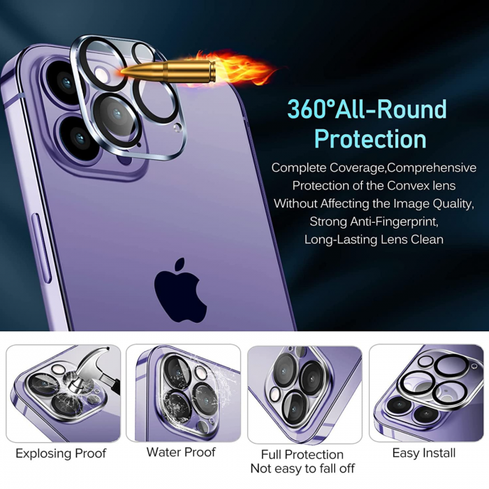Protectie Camera, iPhone 15 Pro/ 15 Pro Max, Ultra HD, 9H Tempered Premium Nano Glass [10]