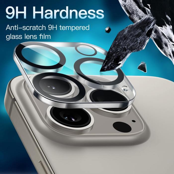 Protectie Camera, iPhone 15 Pro/ 15 Pro Max, Ultra HD, 9H Tempered Premium Nano Glass [6]