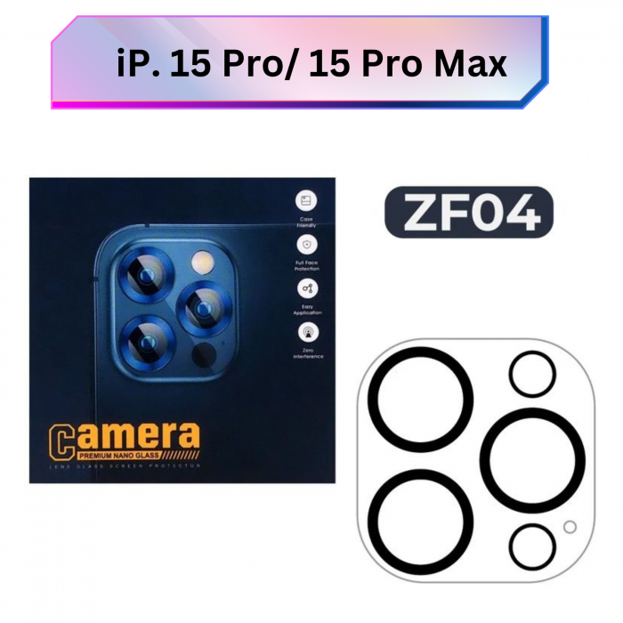 Protectie Camera, iPhone 15 Pro/ 15 Pro Max, Ultra HD, 9H Tempered Premium Nano Glass [2]