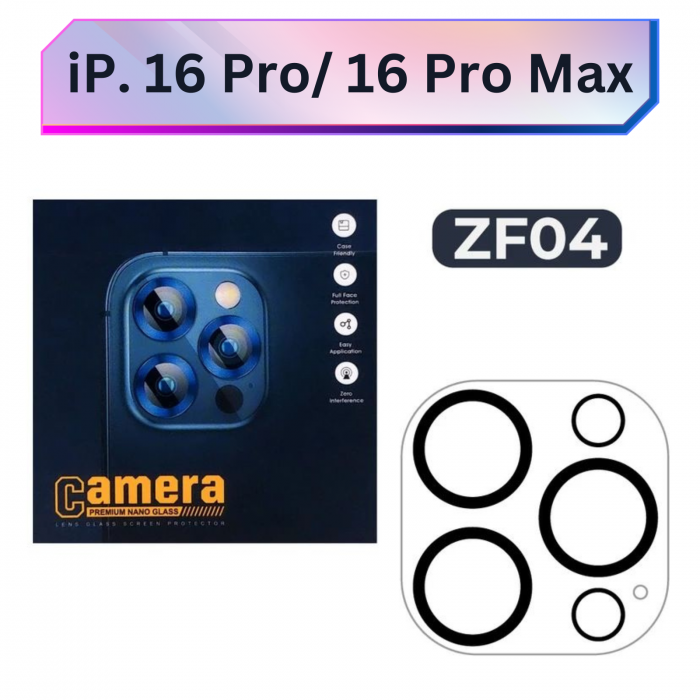 Protectie Camera, iPhone 16 Pro/ 16 Pro Max, Ultra HD, 9H Tempered Premium Nano Glass [2]