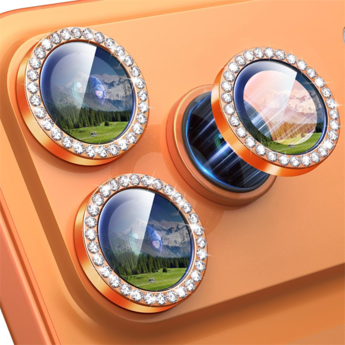 Protectie Camera iPhone 17 Pro/ 17 Pro Max, Diamond Style, Orange [2]