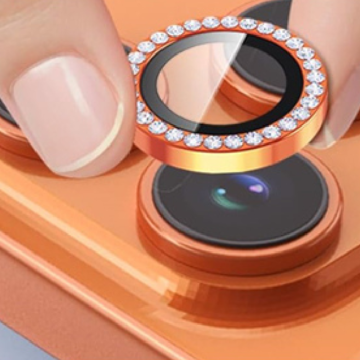 Protectie Camera iPhone 17 Pro/ 17 Pro Max, Diamond Style, Orange [5]