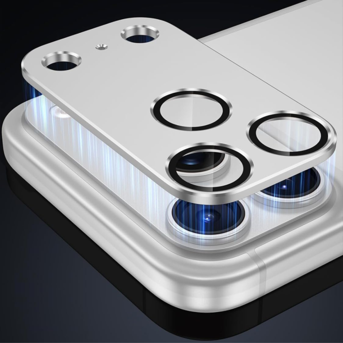 Protectie Camera iPhone 17 Pro Max, Full Glass, Silver [2]