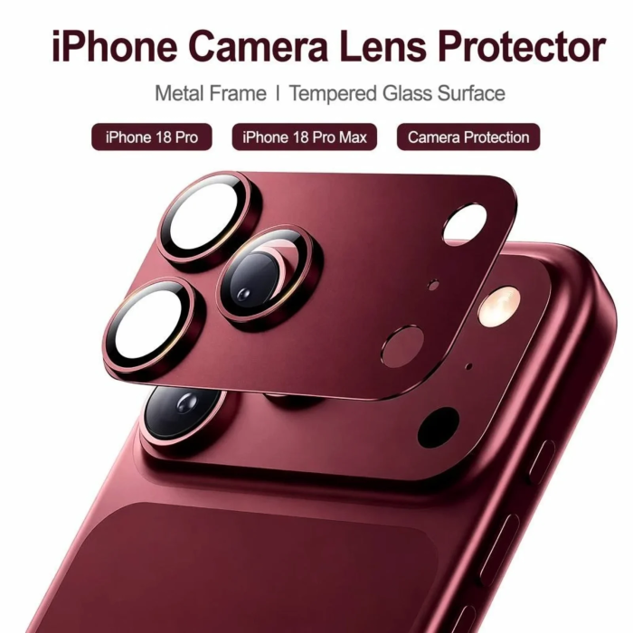 Protectie Camera iPhone 18 Pro Max, Techsuit Full Glass, Burgundy [6]