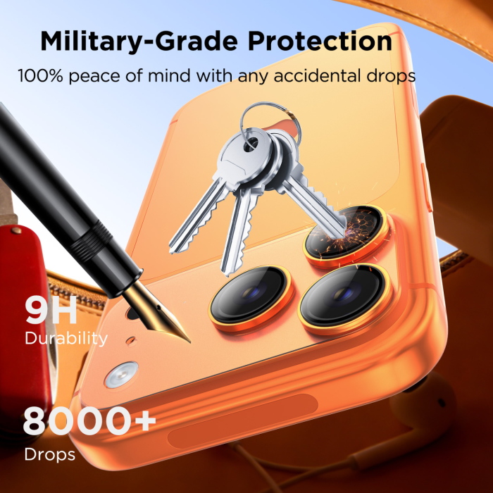 Protectie Camera Metal Style Orange pentru iPhone 17 Pro/ 17 Pro Max [5]