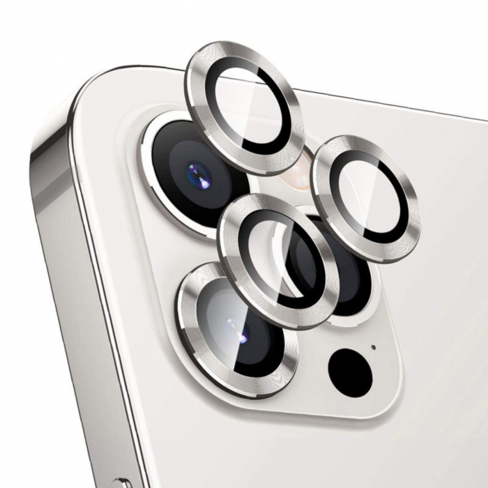 Protectie Camera Metal Style Silver pentru iPhone 16 Pro Max [1]