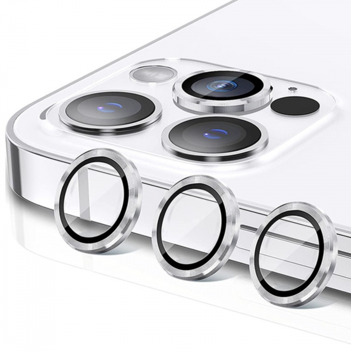 Protectie Camera Metal Style Silver pentru iPhone 16 Pro Max [2]
