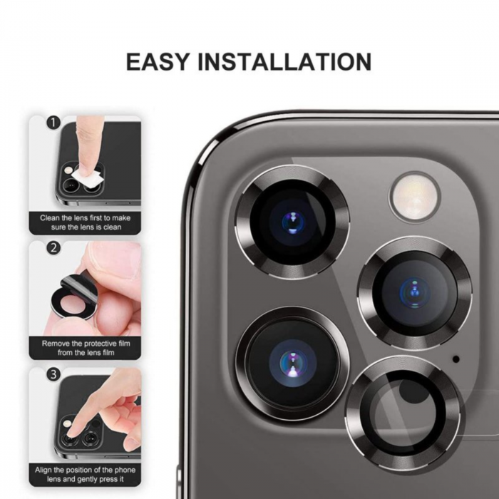 Protectie Camera Metal Style Silver pentru iPhone 16 Pro Max [8]
