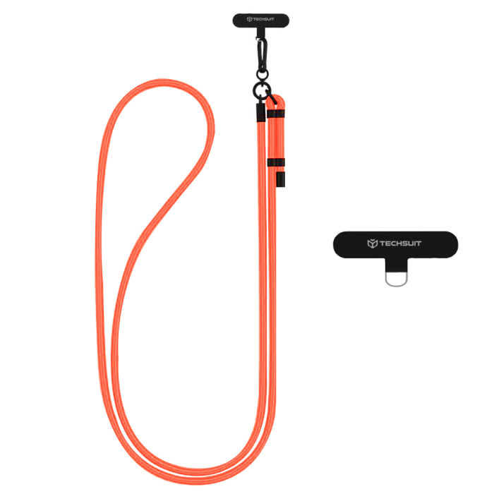 Rope Crossbody Strap (RCS1-81) - for Phones, Carabiner, Nylon Braided, Durable, Adjustable - Sunset Orange [5]
