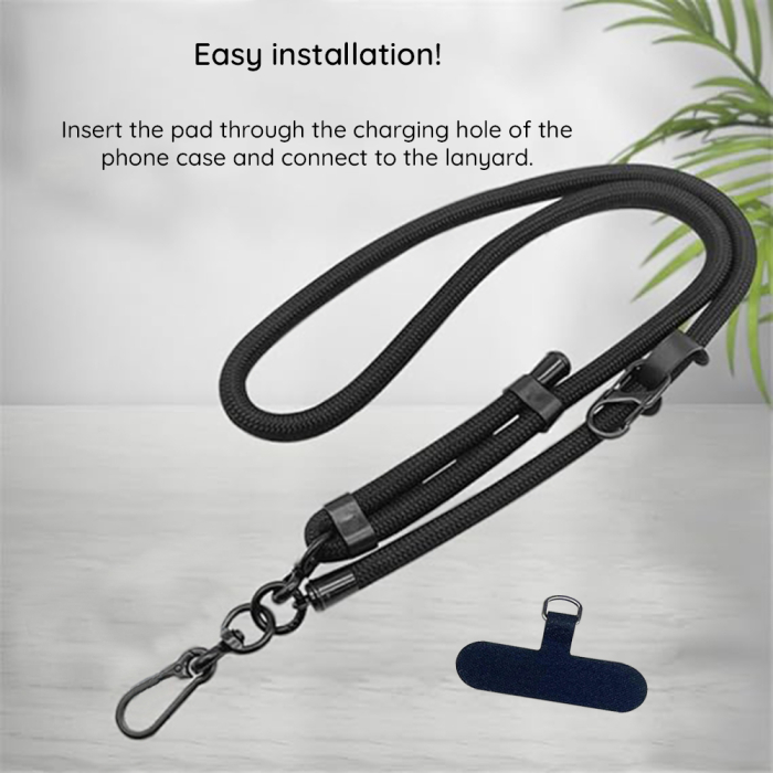 Rope Crossbody Strap (RCS1-81) - for Phones, Carabiner, Nylon Braided, Durable, Adjustable - Sunset Orange [4]