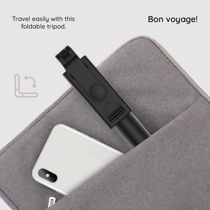 Selfie Stick si Suport trepied stabil și compact cu telecomandă Bluetooth (S05), 100cm - Black [4]
