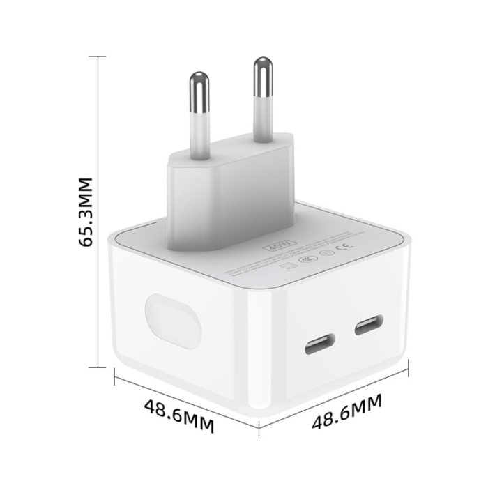 Set Încărcător Rețea PD 40W Super Fast Charge, 2x Type-C si Cablu Type C to Lightning 1m, Alb [5]