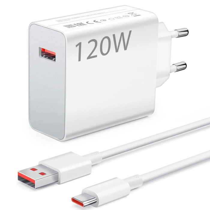 Set Incarcator Retea Super Fast Charger 120W  + Cablu USB to Type-C, 1m [1]