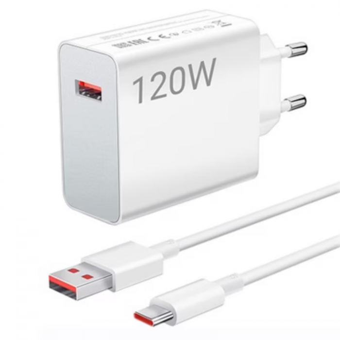 Set Incarcator Retea Super Fast Charger 120W  + Cablu USB to Type-C, 1m [7]
