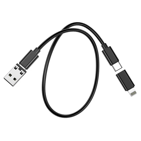 Set Travel, Multi Cable, 3A, Type-C + adaptoare MicroUSB/Lightning/USB, cheita SIM, Treasure, Negru [4]